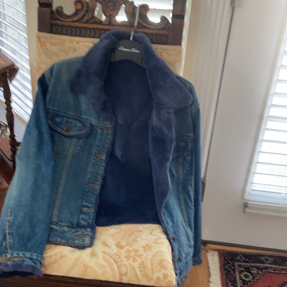 Fur lined denim jacket
